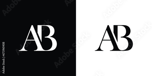 AB a b letter design logo logotype concept with serif font and elegant style. Vector illustration icon with letters A and B.