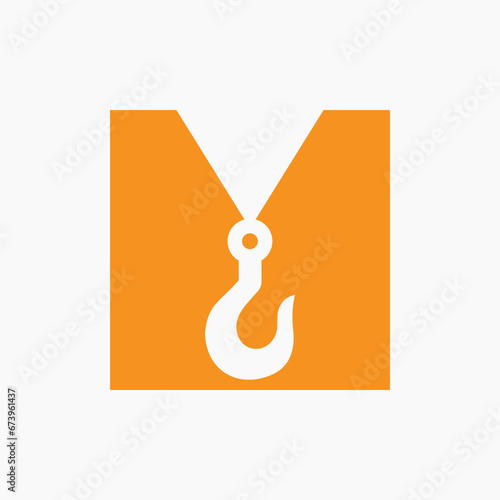 Letter M Crane Symbol For Construction Logo Sign