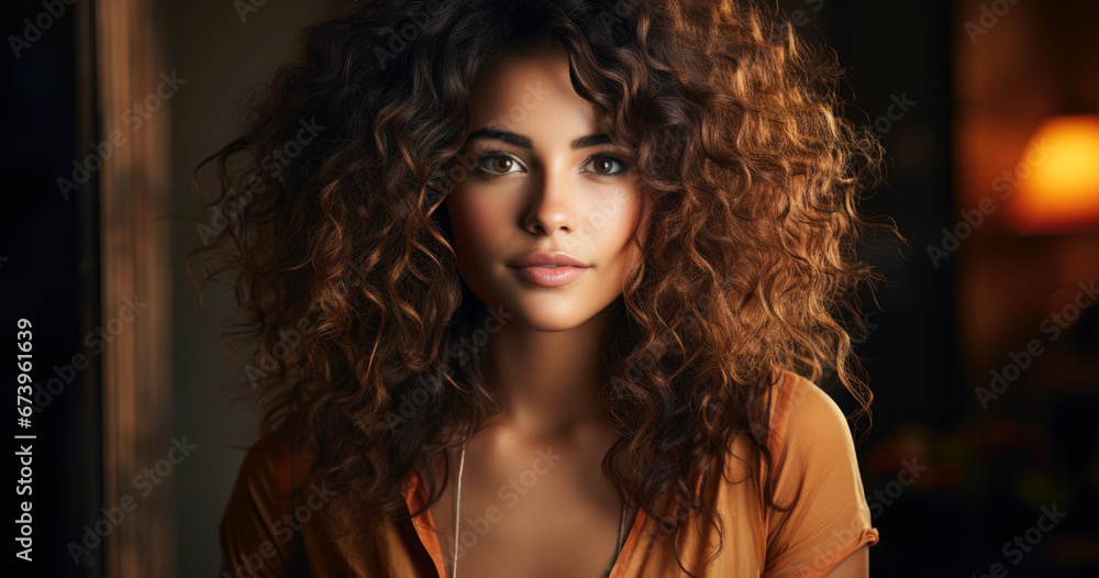 portrait of a girl with long curly hair