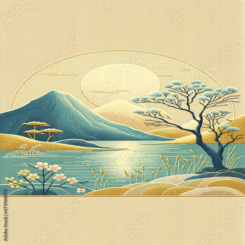 landscape with tree and mountains