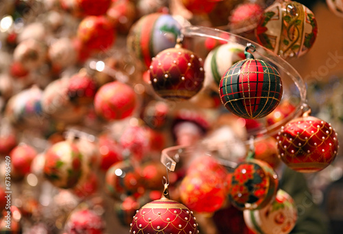 Colorful Christmas decorations holiday season background