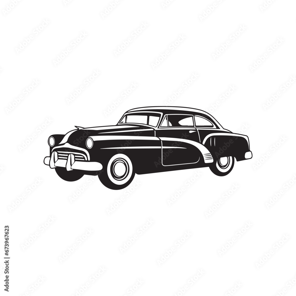 Black and white Classic Car image vector illustration Black and white Classic Car image vector illustration