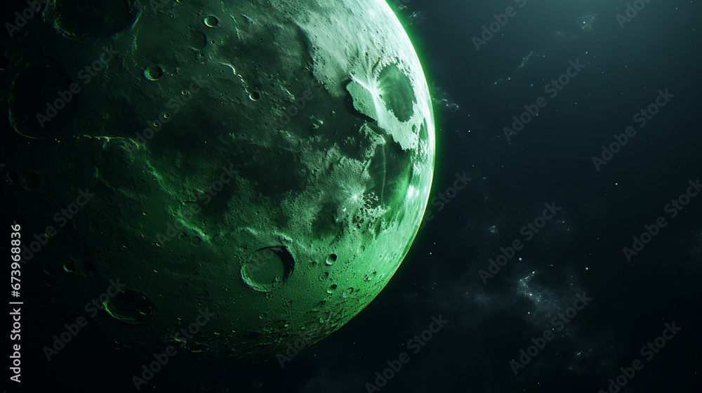 Green moon, satellite - obrazy, fototapety, plakaty 