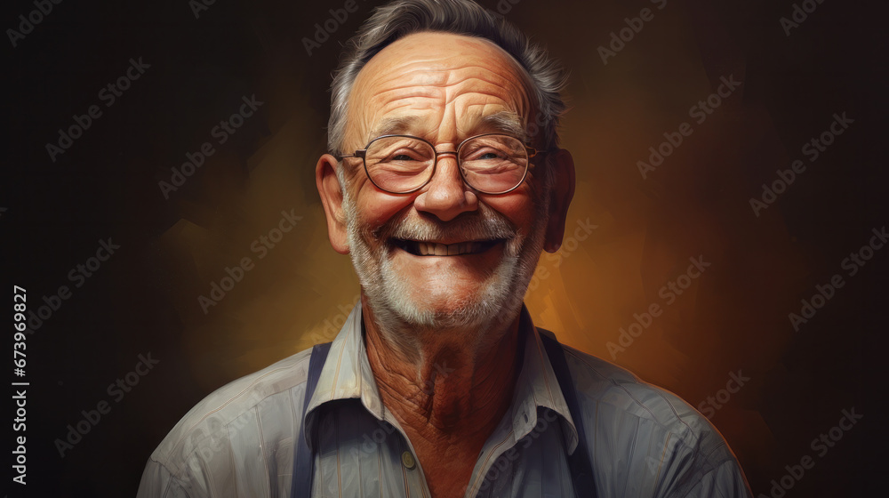 Indoors Portrait of happy elderly man. Life in village. Indoors Portrait of happy elderly man. Life in village.