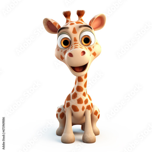 Cute Cartoon Giraffe Isolat...