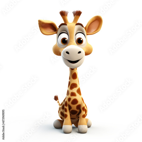 Cute Cartoon Giraffe Isolated On a White Background 