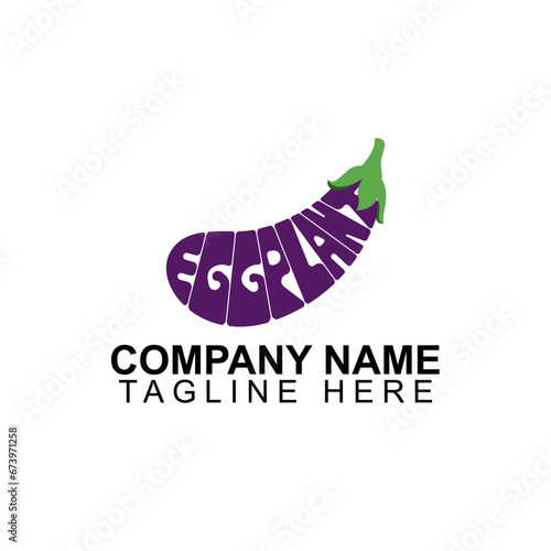 eggplant text logo vector illustration