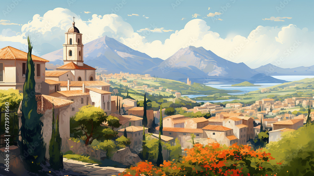 Spain flat art landscape
