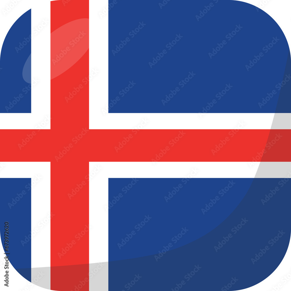 Obraz premium Iceland flag square 3D cartoon style.