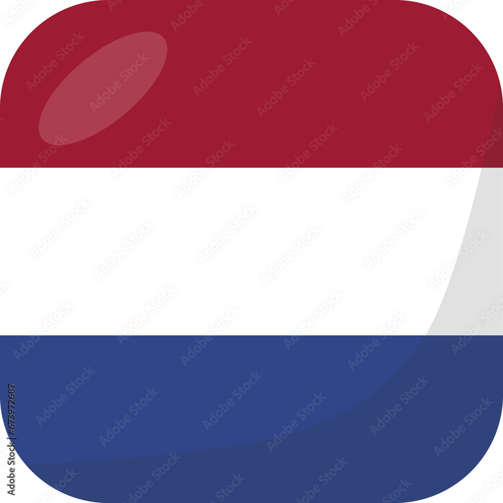 Naklejka premium Netherlands flag square 3D cartoon style.