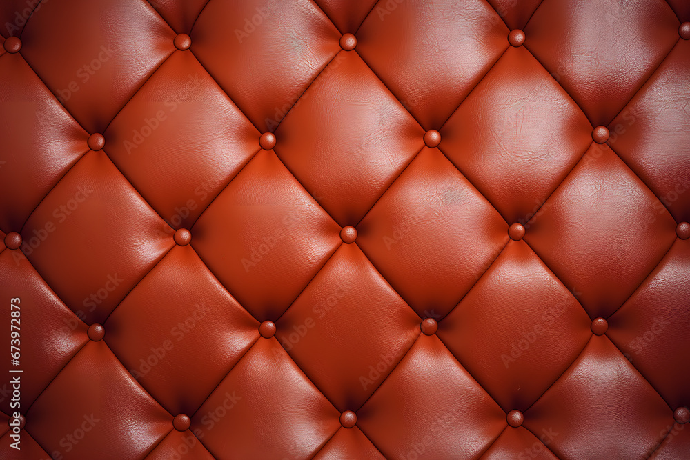 Red leather upholster with diamond pattern connected by buttons Red leather upholster with diamond pattern connected by buttons