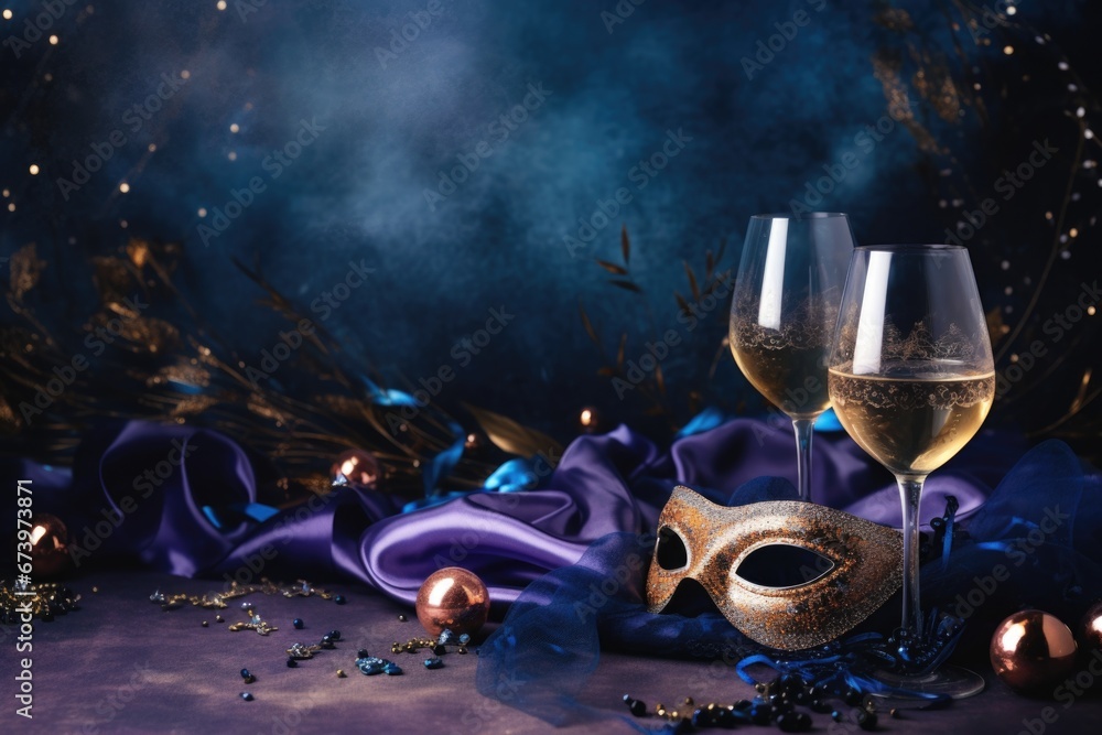 New year's eve party background or theme, for party or celebration announcement, greeting cards. AI generated image - obrazy, fototapety, plakaty 