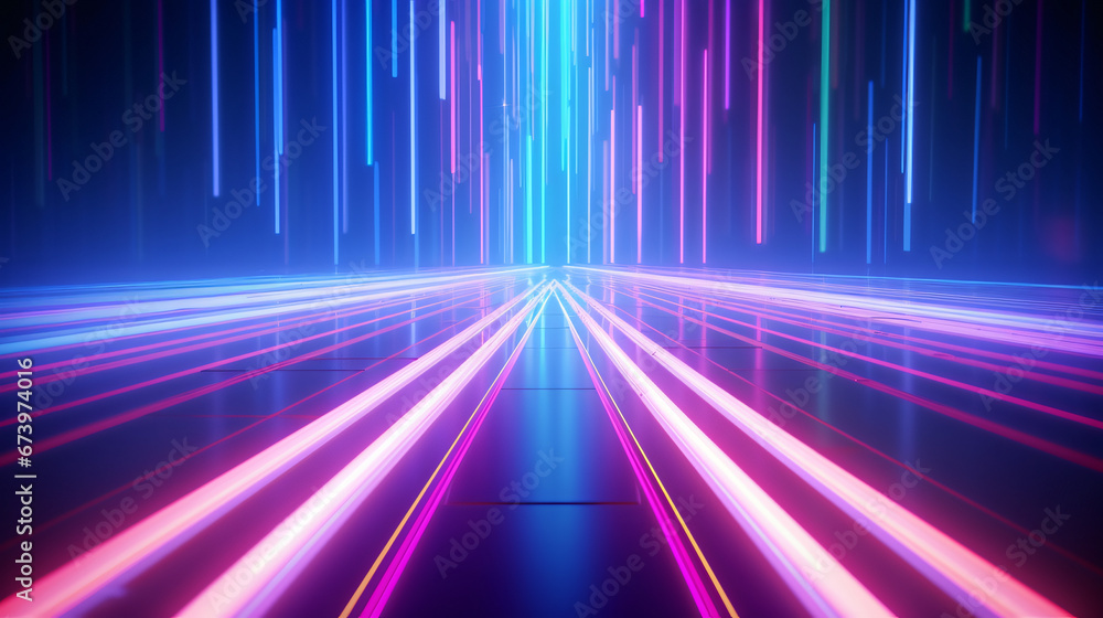 3D neon lines in an abstract art form with dynamic rainbow colors 3D neon lines in an abstract art form with dynamic rainbow colors