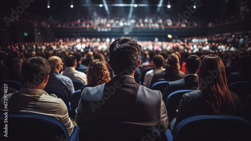 Back view of the audience in a conference room, ai generative