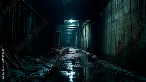 underground dark flooded interior