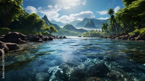 impressive and spectacular tropical river landscape 