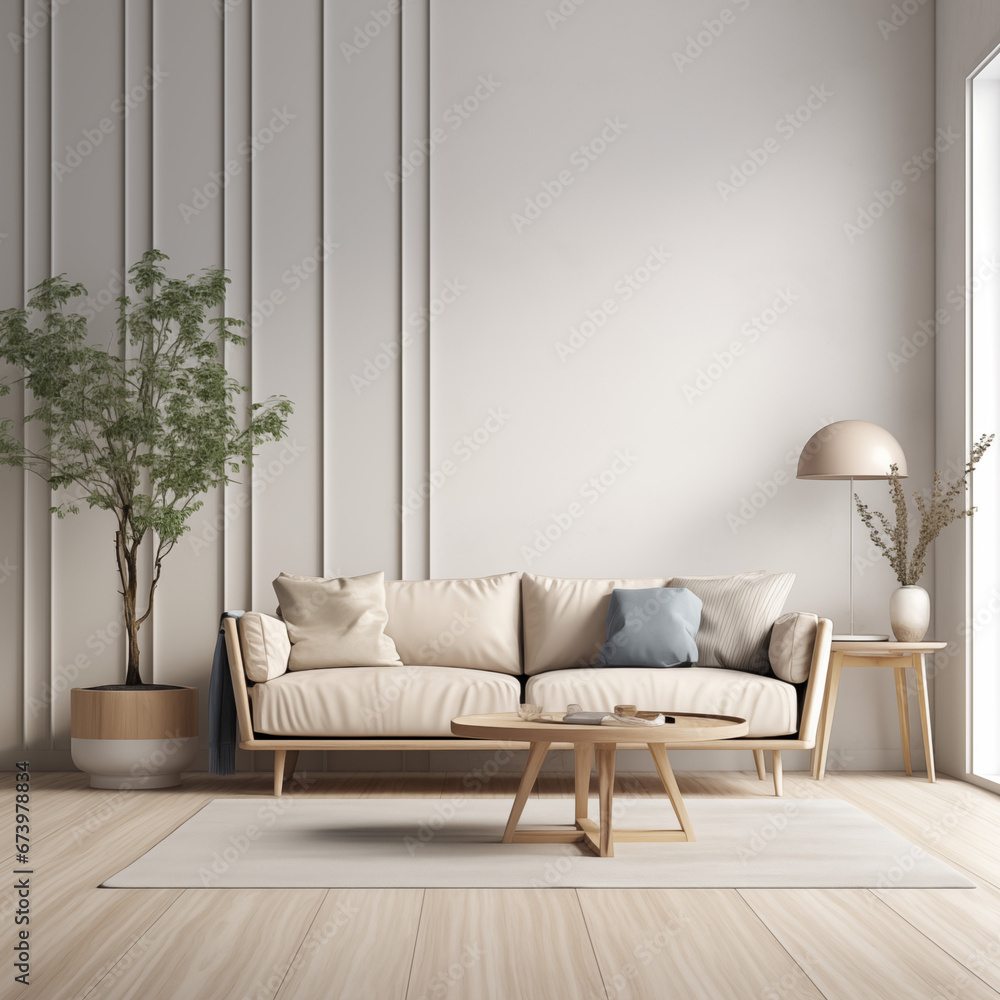 Minimalist modern living room interior background, Scandinavian style, 3D render Minimalist modern living room interior background, Scandinavian style, 3D render