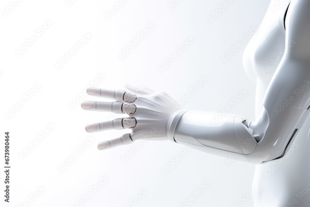 Robotic hand extended in a gesture Robotic hand extended in a gesture