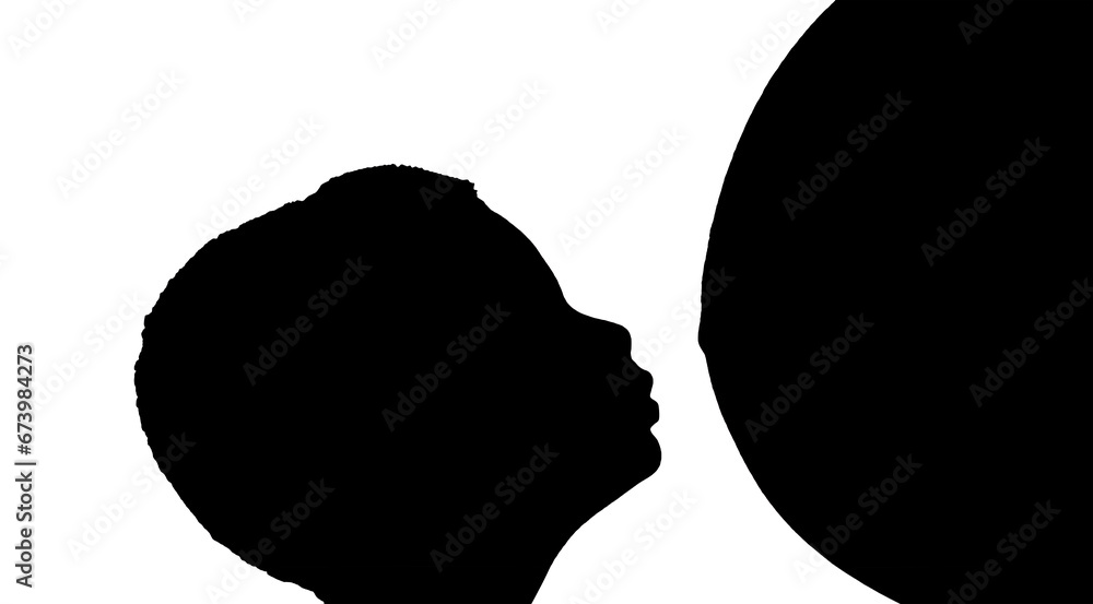 Silhouette of a child looking at the belly of his pregnant mother. Concept of maternity or pregnancy. Silhouette of a child looking at the belly of his pregnant mother. Concept of maternity or pregnancy.