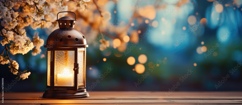lantern on the ground during spring, generative ai lantern on the ground during spring, generative ai