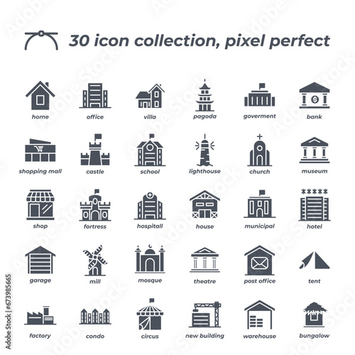 Vector sign of the building icon set isolated on a white background. symbol color editable.