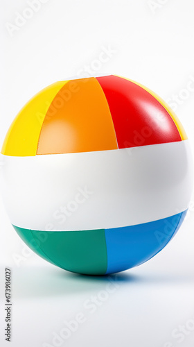 colorful inflated beach ball isolated on a white background