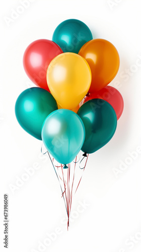 colorful inflated balloons isolated on a white background