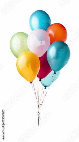 colorful inflated balloons isolated on a white background