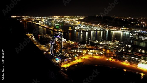 city lights of barcelona spain with view of w hotel