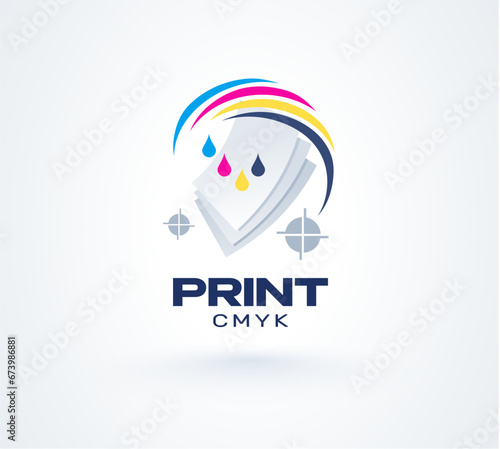 Logo print polygraphy and cmyk printing theme
