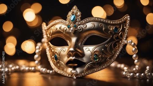 Cartoon inspired anime, anime A carnival mask that sparkles with gems and jewels 