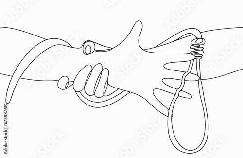 Helping hand. One line