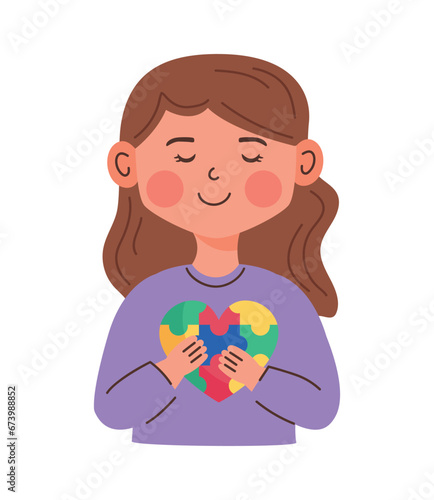 asperger girl with puzzless