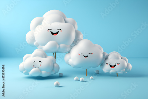 Cartoon characters 3D kawaii clouds generated AI © Tatiana