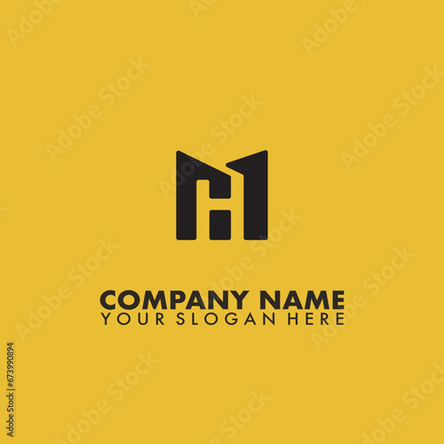 Minimalist Logo design of M H MH HM in vector for construction, home, real estate, building, property.