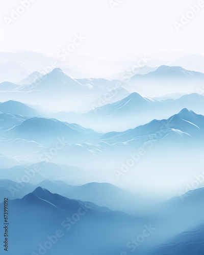 Illustration of foggy mountains, flat vector style, good for vertical advertisements