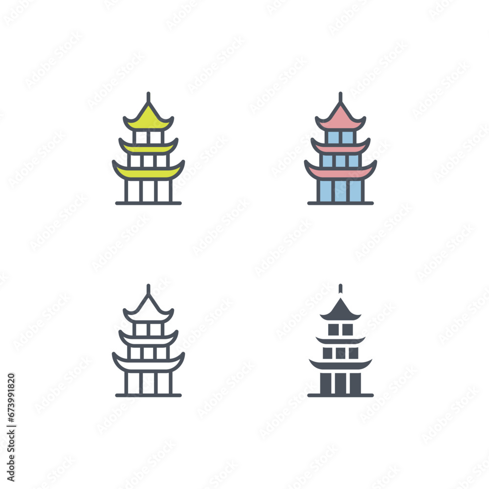 Vector sign of the pagoda symbol isolated on a white background. icon color editable.