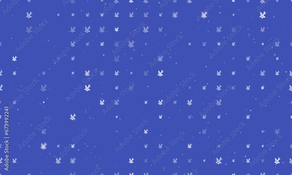 Seamless background pattern of evenly spaced white school supplies symbols of different sizes and opacity. Vector illustration on indigo background with stars Seamless background pattern of evenly spaced white school supplies symbols of different sizes and opacity. Vector illustration on indigo background with stars