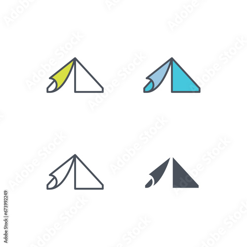 Vector sign of the tent symbol isolated on a white background. icon color editable.
