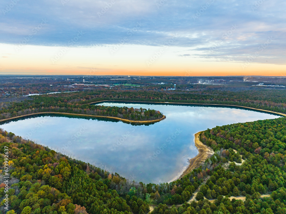 Aerial view of a quarry lake