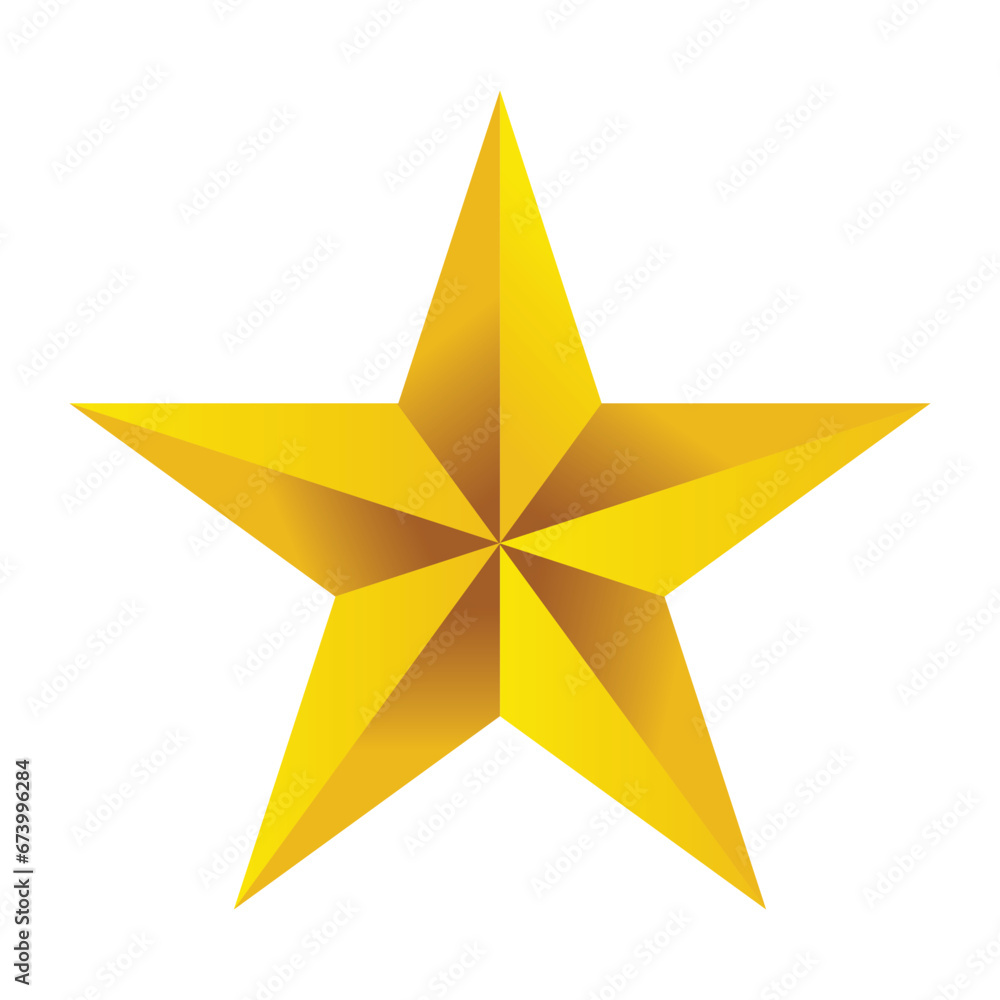 Golden star. 3D golden star. Golden star isolated on white background ...