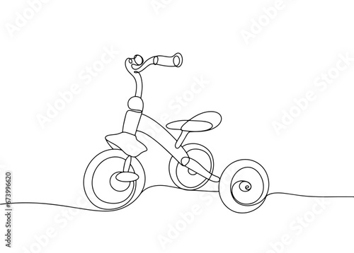 Children bicycle. Tricycle. One line