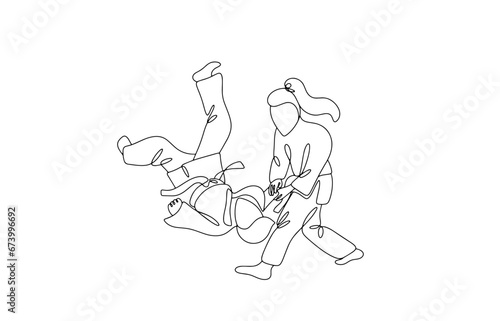 Judo. Struggle. One line