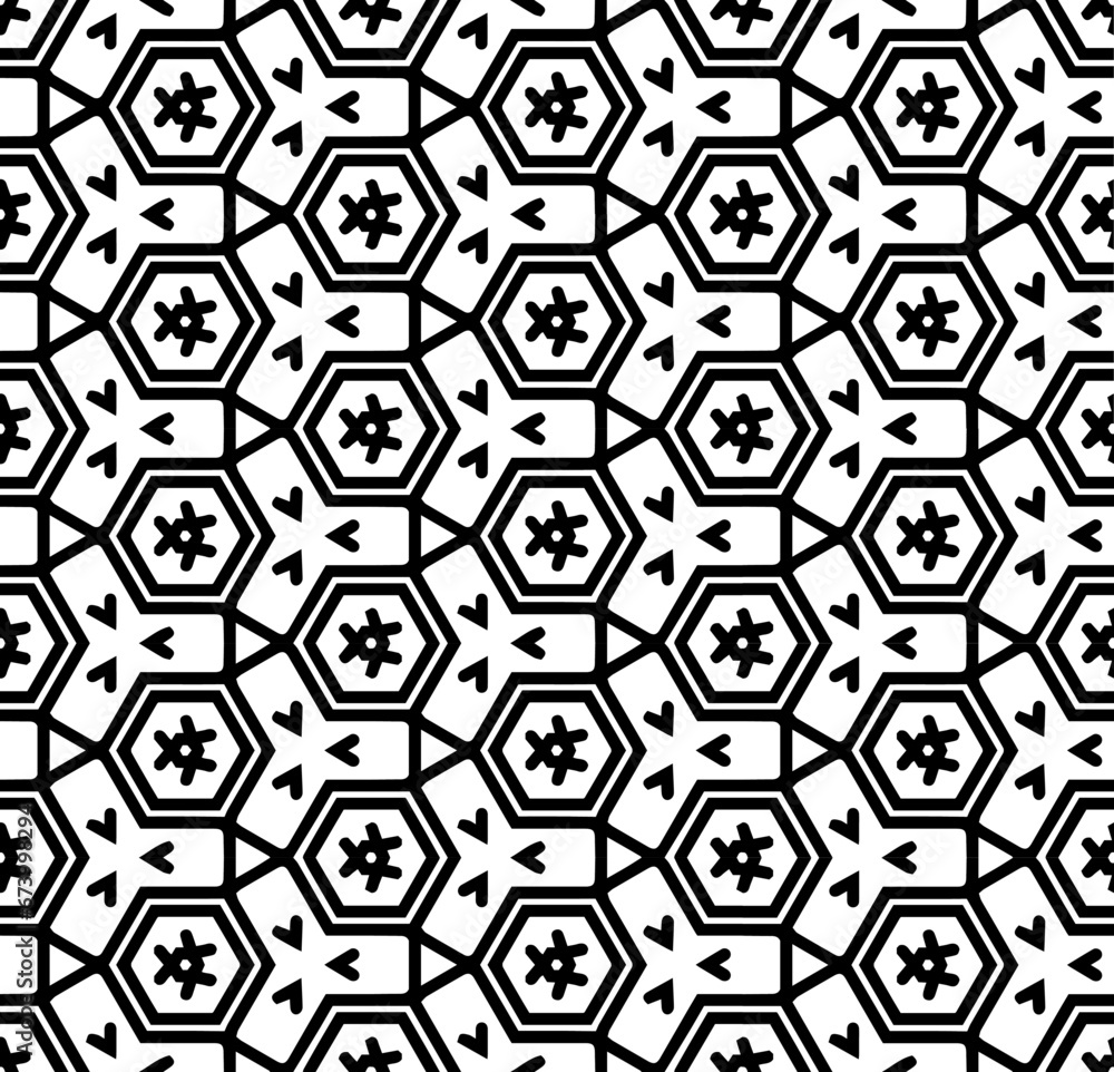 Black and white seamless abstract pattern. Background and backdrop. Grayscale ornamental design. Mosaic ornaments. Vector graphic illustration. EPS10. Black and white seamless abstract pattern. Background and backdrop. Grayscale ornamental design. Mosaic ornaments. Vector graphic illustration. EPS10.