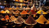 Colorful spices and dyes found at asian or african market
