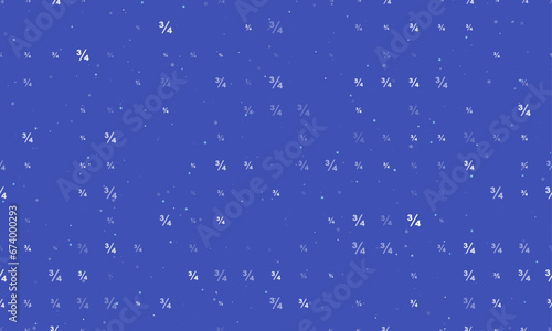 Seamless background pattern of evenly spaced white three quarters symbols of different sizes and opacity. Vector illustration on indigo background with stars