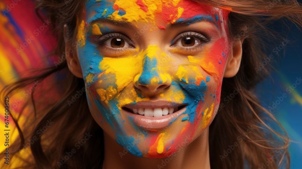 Happy Girl Holi Fest Festival Colors, Bright Background, Background Hd