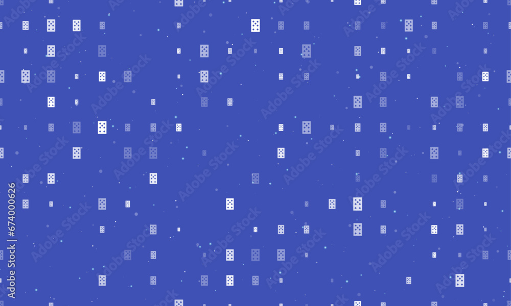 Seamless background pattern of evenly spaced white seven of spades playing cards of different sizes and opacity. Vector illustration on indigo background with stars Seamless background pattern of evenly spaced white seven of spades playing cards of different sizes and opacity. Vector illustration on indigo background with stars