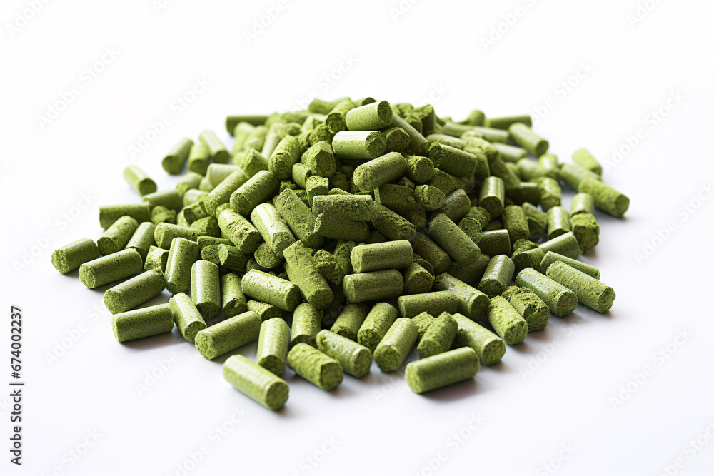 A top view of arid verdant grass grains isolated on a snowy surface. A top view of arid verdant grass grains isolated on a snowy surface.