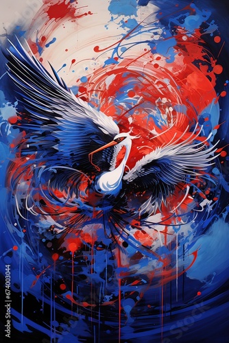Ai meraviglioso uccello dai colori blu e rosso  photo